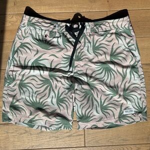 Men's Green Palm Print Swim Shorts
